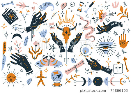 Witchcraft doodle set Witchcraft doodle set 74866103