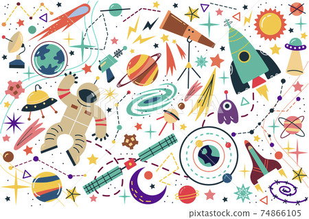 Space doodle set Space doodle set 74866105