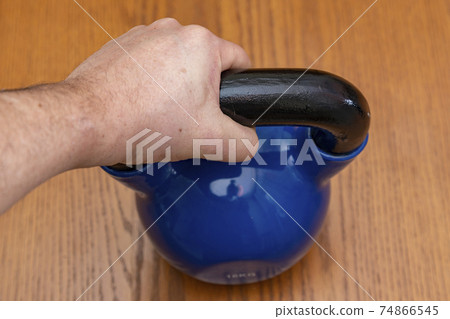 kettlebells on gym. Close up. Sports kettlebell in the gym, top view 74866545