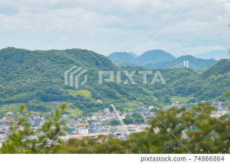 Onomichi summer scenery The streets of Onomichi overlooking from a hill 74866864