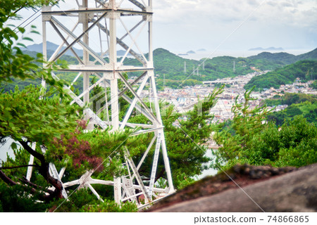 Onomichi summer scenery The streets of Onomichi overlooking from a hill 74866865