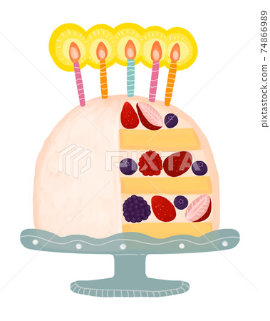 帶蛋糕架、蠟燭和草莓的 Zuccott 蛋糕全蛋糕 74866989