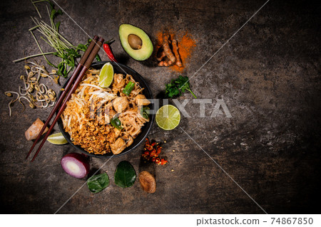 Various of asian meals on rustic background , top view Various of asian meals on rustic background , top view 74867850