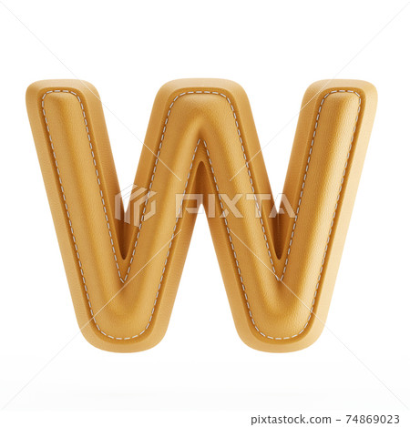 Leather yellow texture letter W Leather yellow texture letter W 74869023