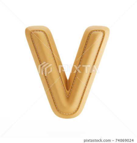 Leather yellow texture letter V 74869024