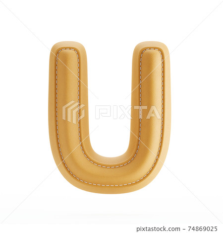 Leather yellow texture letter U 74869025