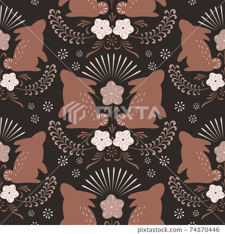 Vintage Easter seamless pattern design with rabbit Vintage Easter seamless pattern design with rabbit 74870446
