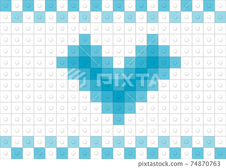 Background illustration with blue blocks spread in a heart shape Background illustration with blue blocks spread in a heart shape 74870763
