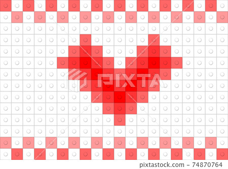 Background illustration with red blocks spread in a heart shape Background illustration with red blocks spread in a heart shape 74870764