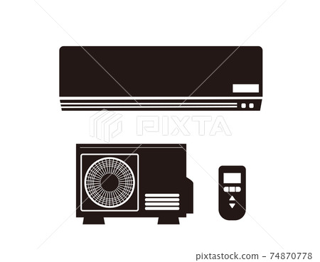 矢量圖的空調,室外機和遙控器 矢量圖的空調,室外機和遙控器 74870778