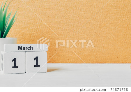 11 eleventh day of Spring month calendar march with copy space. 74871758