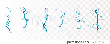 Ground cracks with frozen water inside top view Ground cracks with frozen water inside top view 74871888