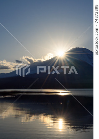 山中湖和夕陽（富士雙鑽） 74872899