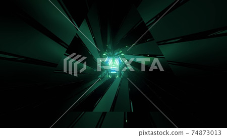 Sharp glowing geometric figures in 3D illustration 74873013