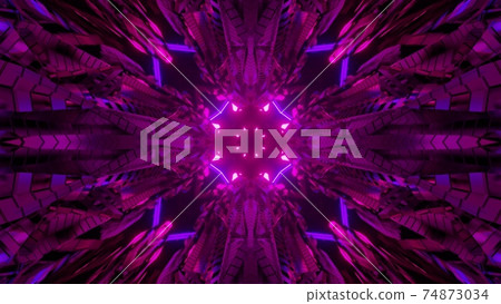 Ornamental futuristic design with glowing lights 3d illustration Ornamental futuristic design with glowing lights 3d illustration 74873034