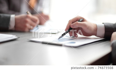 Business negotiations, discuss conditions of deal, contract. Business negotiations concept. 74873508