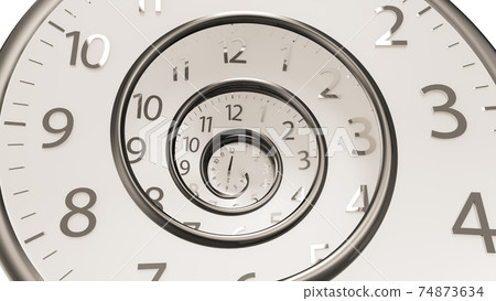 Golden Classic Round Clock with time hands turn backward infinity.  74873634