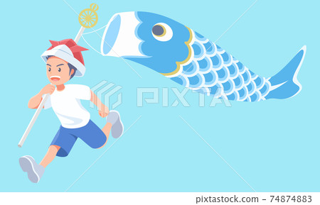 矢量圖的兒童節,複製空間,一個開朗和微笑的男孩戴著鯉魚旗的頭盔 矢量圖的兒童節,複製空間,一個開朗和微笑的男孩戴著鯉魚旗的頭盔 74874883