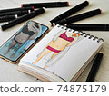 close-up of Photo to Sketch of woman in lingerie 74875179