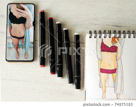 result of sketching Photo of woman in lingerie result of sketching Photo of woman in lingerie 74875183