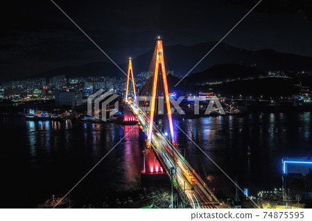 Dolsan bridge at night Dolsan bridge at night 74875595