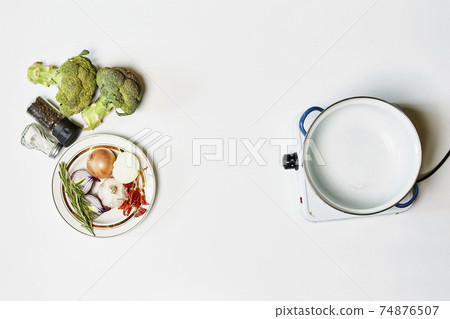 Cooking healthy food with broccoli Cooking healthy food with broccoli 74876507