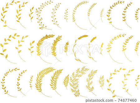 Gold leaf / plant set without line art Vector... - Stock Illustration ...