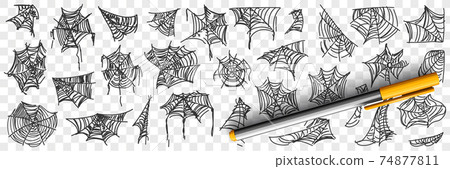 Spider web patterns doodle set 74877811