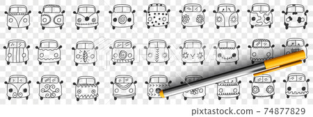 Cars hood and windshield doodle set Cars hood and windshield doodle set 74877829