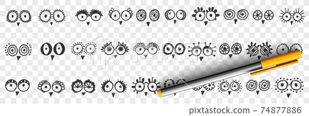 Birds eyes and beak doodle set 74877886