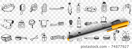 Cosmetics and tools for bath doodle set. 74877927
