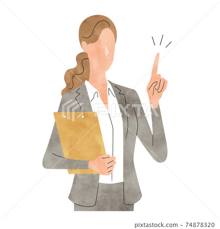 Vector Illustration Material: Young woman with file, business scene 74878320