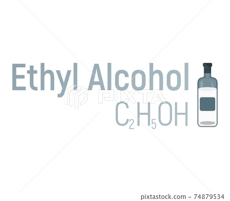 Ethyl spirit alcohol concept chemical formula icon label, text font vector illustration, isolated on white. Periodic element table, addictive drug. Ethyl spirit alcohol concept chemical formula icon label, text font vector illustration, isolated on white. Periodic element table, addictive drug. 74879534