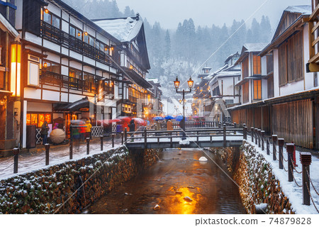 Obanazawa Ginzan Onsen, Japan in Winter 74879828