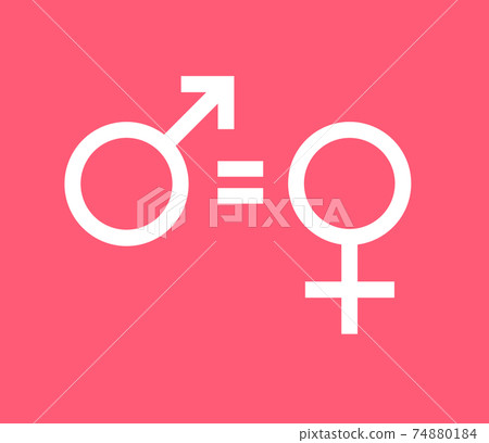 Vector white flat woman equality sign Vector white flat woman equality sign 74880184