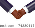 Vector cartoon business handshake, isolated 74880415