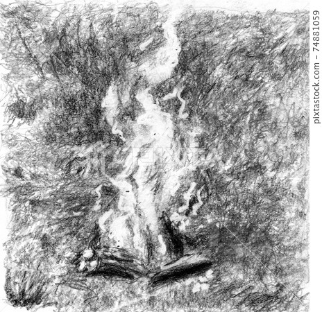 Fire on the snowy winter night. Textured background 74881059