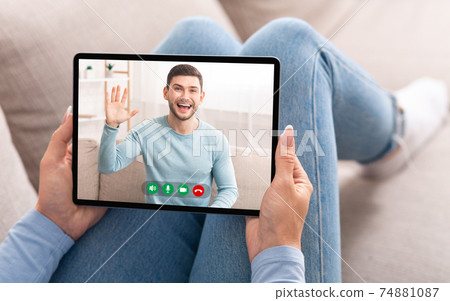 Pov Of Woman Having Video Call With Man 74881087