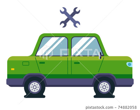 a passenger car has flat tires. need the help of an auto mechanic. a passenger car has flat tires. need the help of an auto mechanic. 74882058