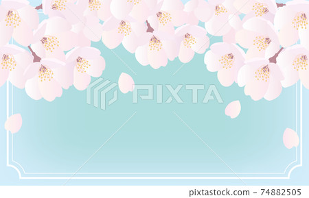 Sakura background illustration frame available-green 74882505