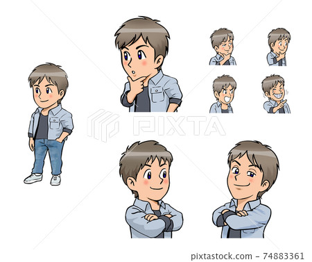 牛仔夾克的牛仔褲的男孩 牛仔夾克的牛仔褲的男孩 74883361