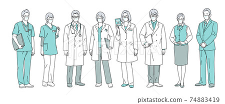 Person illustration Medical worker Full body mask wearing Simple 74883419