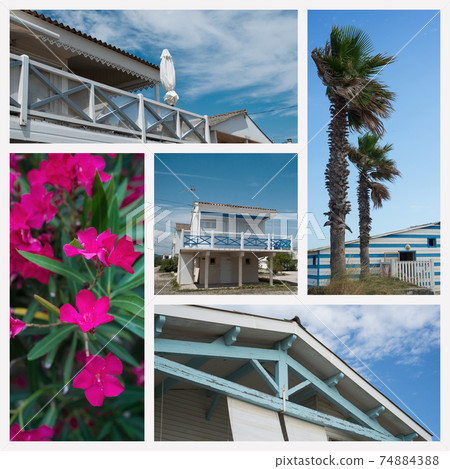 Collage of various views of Gruissan in France Collage of various views of Gruissan in France 74884388