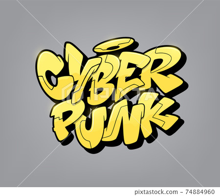 Cyberpunk font in graffiti style. Vector illustration. 74884960