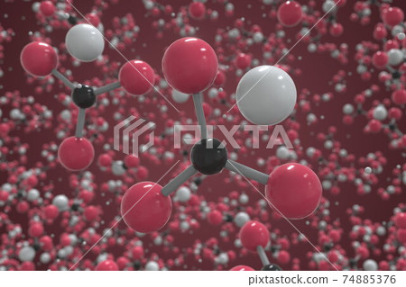 Molecule of sodium hydrogen carbonate. Molecular model, science related 3d rendering Molecule of sodium hydrogen carbonate. Molecular model, science related 3d rendering 74885376