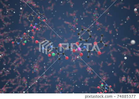 Generic sofosbuvir molecule. Ball-and-stick molecular model. Chemistry related 3d rendering Generic sofosbuvir molecule. Ball-and-stick molecular model. Chemistry related 3d rendering 74885377