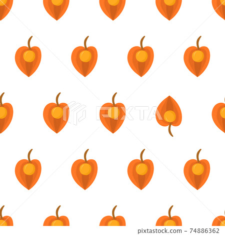 Seamless pattern with physalis, eye catching element. Seamless pattern with physalis, eye catching element. 74886362
