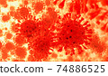 Coronavirus 2019-nCov novel coronavirus concept. Microscope virus close up. 74886525
