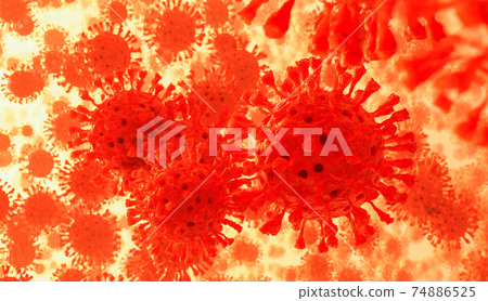Coronavirus 2019-nCov novel coronavirus concept. Microscope virus close up. 74886525