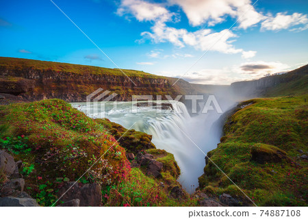 Gullfoss waterfall and the Olfusa river in southwest Iceland Gullfoss waterfall and the Olfusa river in southwest Iceland 74887108